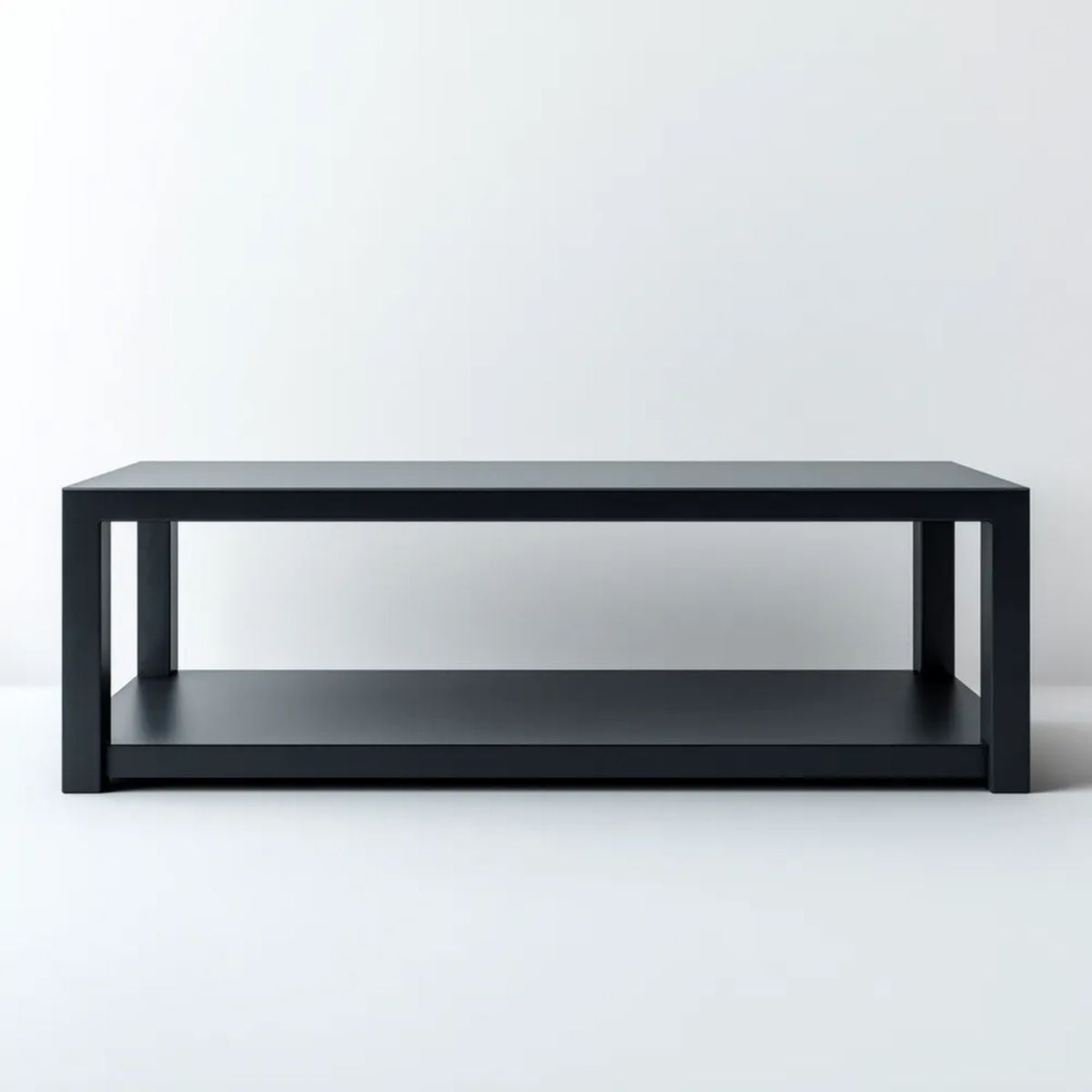 Czarny stolik kawowy z płyty MDF 110 x 55 x 40 cm, prostokątny z dolną półką