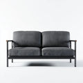 Sofa dwuosobowa ciemnoszara z tapicerką tkaninową i stalową ramą, 160 × 75 × 78 cm