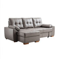 Lewostronna sofa narożna z funkcją relaksu ze skóry PU, szaro-brązowa, 270 × 165 × 100 cm