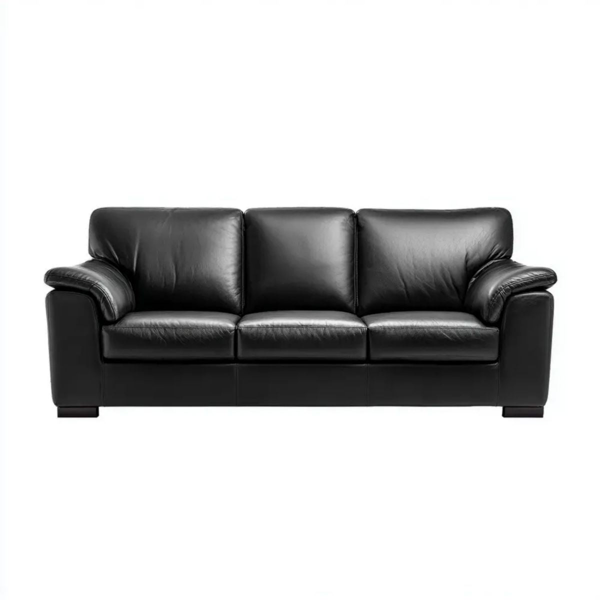 Sofa 3-osobowa czarna ze skóry syntetycznej PU, 210 x 90 x 88 cm