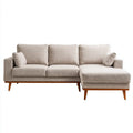 Beżowa sofa narożna z prawym szezlongiem, tapicerka poliestrowa, 260 x 160 x 85 cm