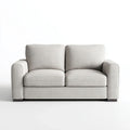 Dwuosobowa sofa tapicerowana jasnoszara z ciemnobrązowymi nóżkami, 160 x 90 x 85 cm