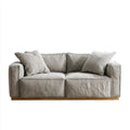 Sofa dwuosobowa szarobeżowa z poliestru i drewna 180 x 90 x 85 cm