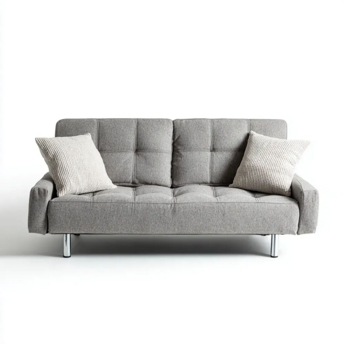 Dwuosobowa sofa tapicerowana z poliestru, szara, 190 x 85 x 85 cm