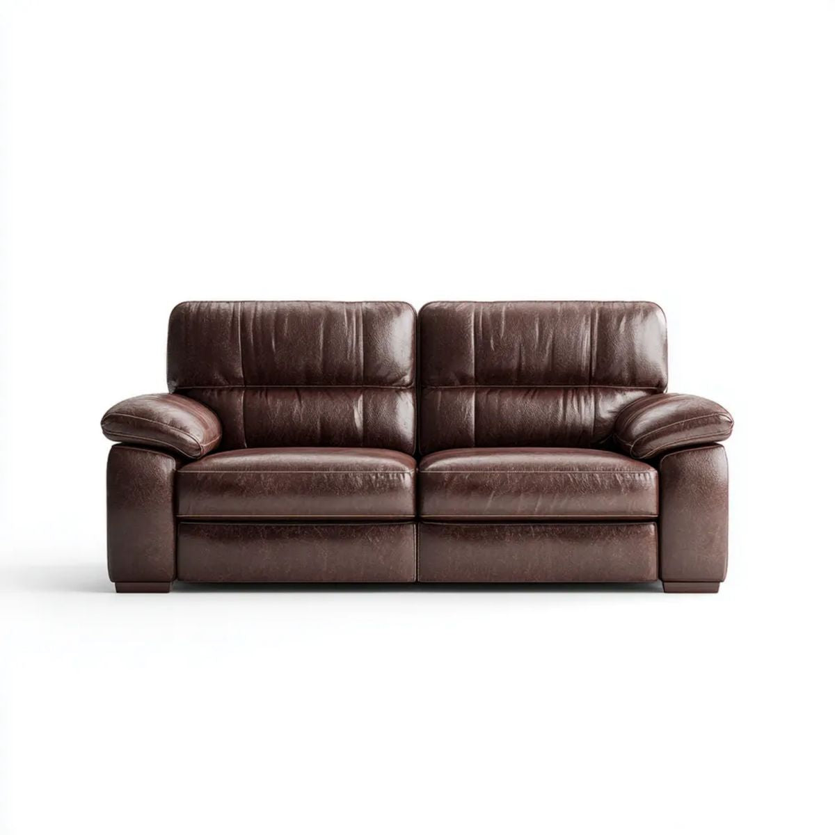 Brązowa sofa dwuosobowa ze skóry syntetycznej PU, 170 × 90 × 88 cm