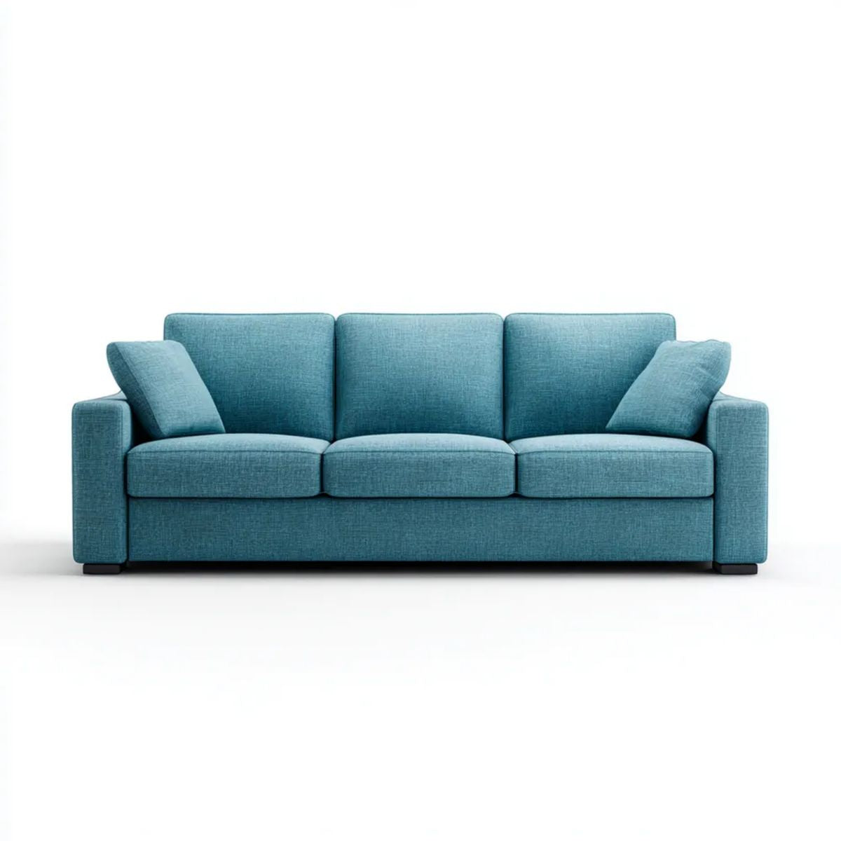 Turkusowa sofa trzyosobowa z tapicerką tkaninową 210 x 90 x 85 cm