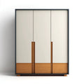 Szafa trzydrzwiowa z płyty MDF, ecru/orzechowa/czarna, 120 × 55 × 200 cm