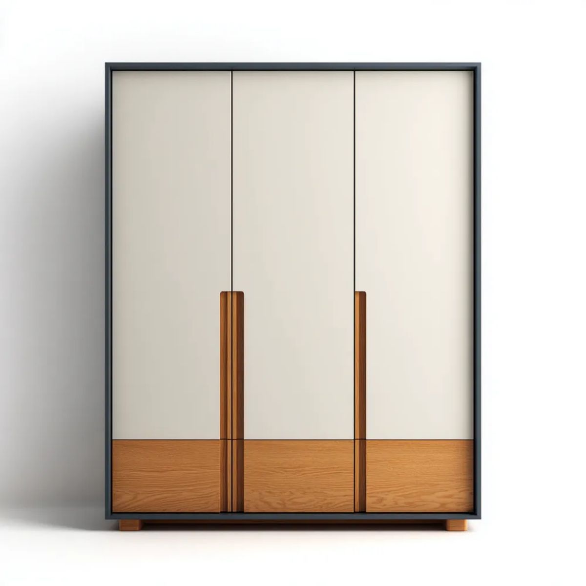 Szafa trzydrzwiowa z płyty MDF, ecru/orzechowa/czarna, 120 × 55 × 200 cm