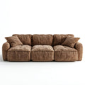 Trzyosobowa sofa sztruksowa z poliestru brązowa 240 x 100 x 85 cm