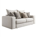 Sofa dwuosobowa jasnobeżowa z tapicerką poliestrową 180 x 100 x 85 cm