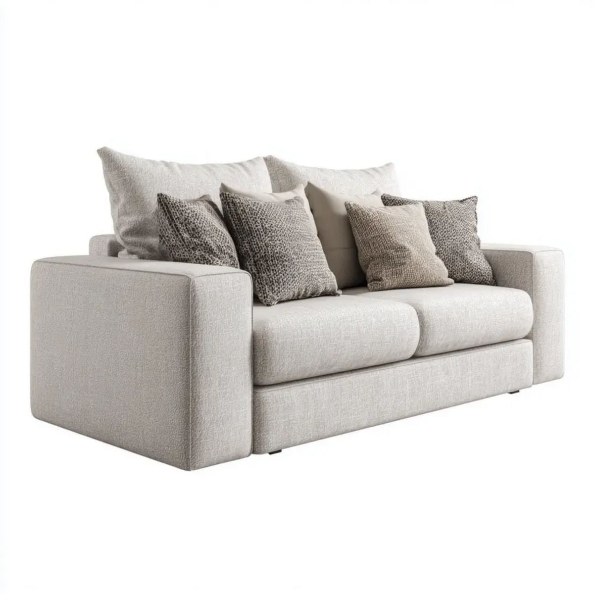 Sofa dwuosobowa jasnobeżowa z tapicerką poliestrową 180 x 100 x 85 cm