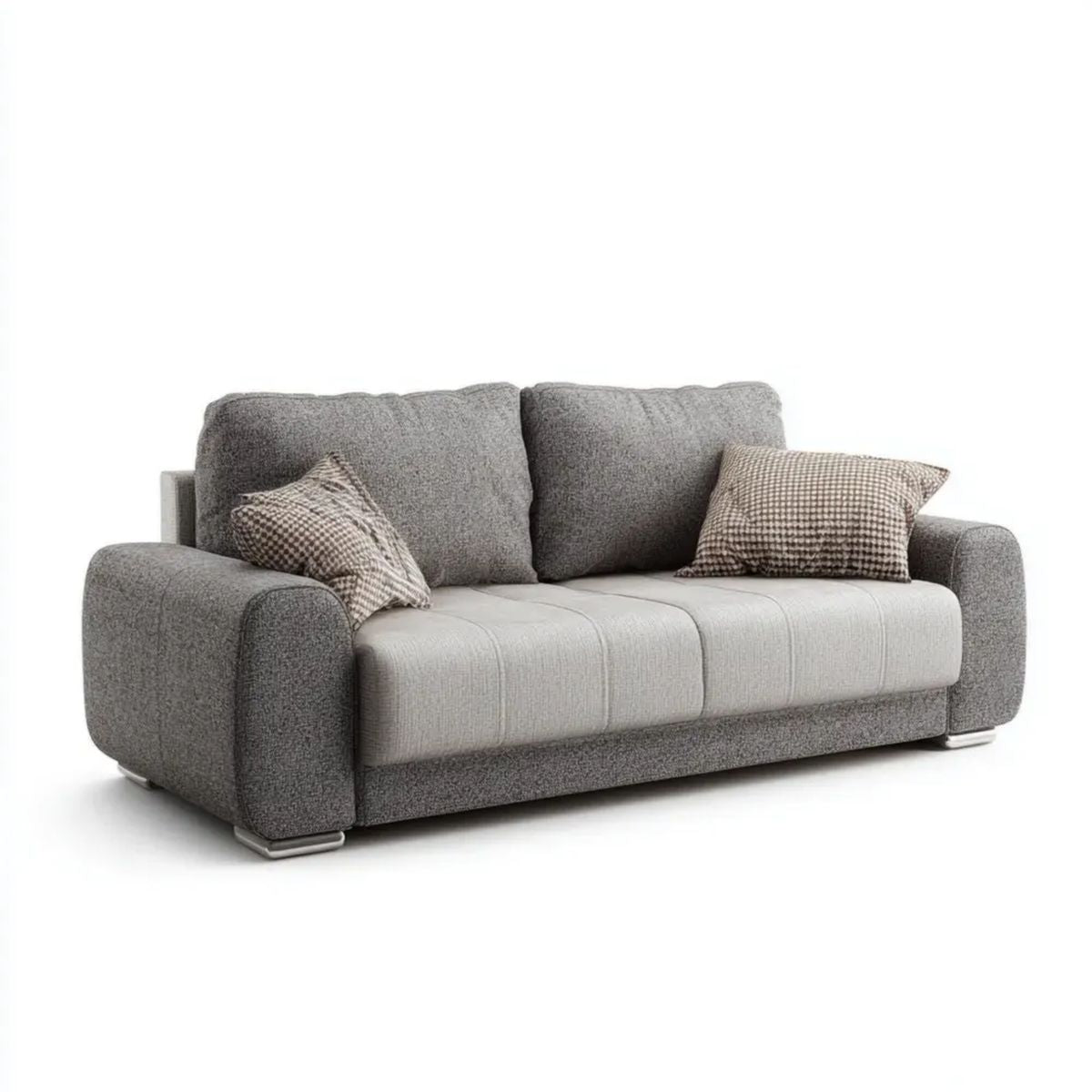 Sofa trzyosobowa szaro-beżowa z tapicerką poliestrową, 230 x 95 x 88 cm