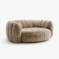 Beżowa dwuosobowa sofa ze sztruksu 160 × 95 × 75 cm, zaokrąglona