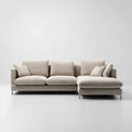 Beżowa sofa narożna w kształcie L z prawostronnym szezlongiem, tkaninowa, 290 × 165 × 85 cm